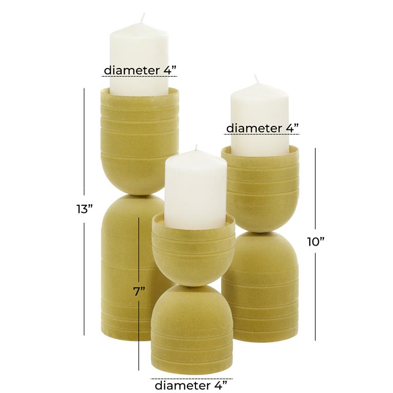SET OF 3 YELLOW METAL MODERN CANDLE HOLDER