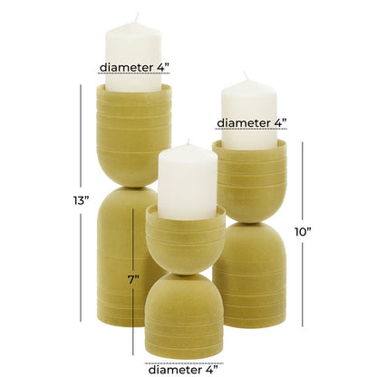 SET OF 3 YELLOW METAL MODERN CANDLE HOLDER