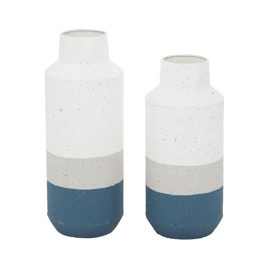 WHITE METAL COLOR BLOCK VASE