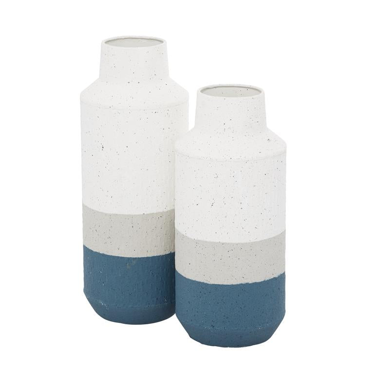 WHITE METAL COLOR BLOCK VASE