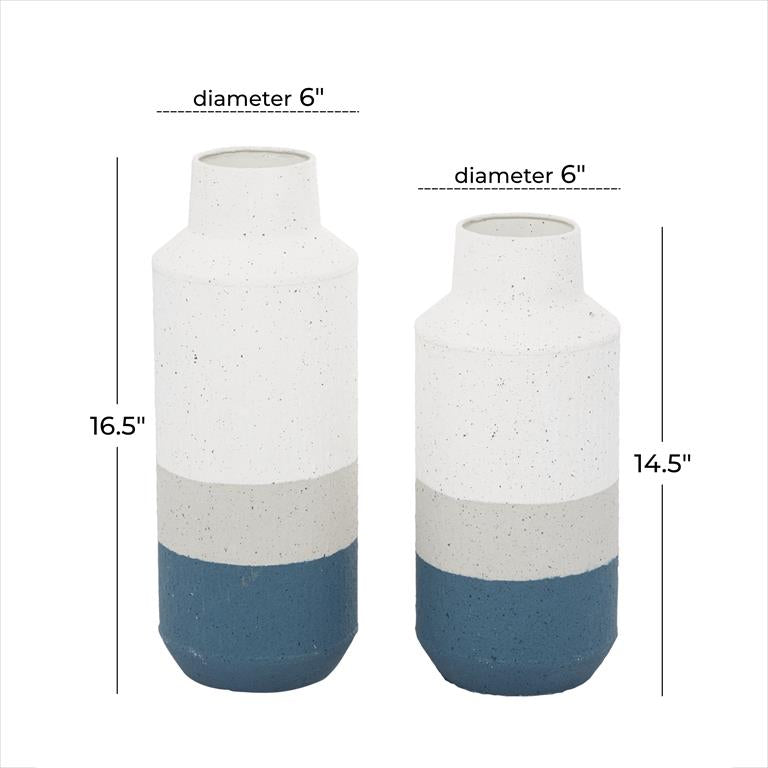 WHITE METAL COLOR BLOCK VASE