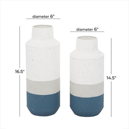 WHITE METAL COLOR BLOCK VASE