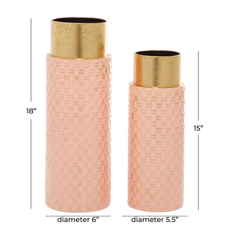 PINK METAL WEAVE INSPIRED VASE WITH GOLD TOP