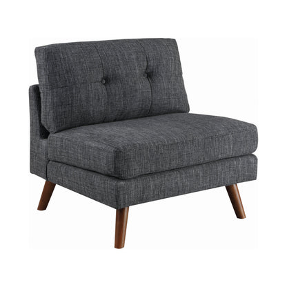 Churchill Tufted Cushion Back Armless Chair Dark Grey And Walnut