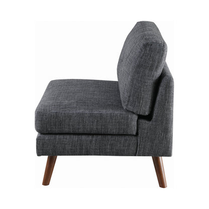 Churchill Tufted Cushion Back Armless Chair Dark Grey And Walnut