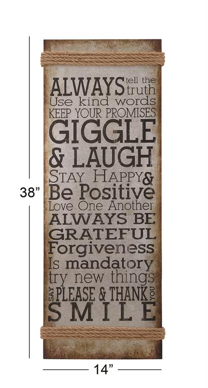 GRAY METAL SIGN MOTIVATIONAL WALL DECOR WITH ROPE ACCENT