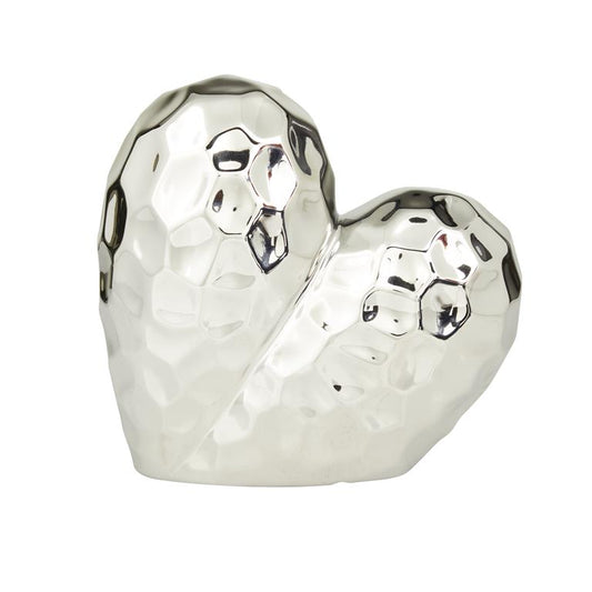 SILVER PORCELAIN HEART SCULPTURE