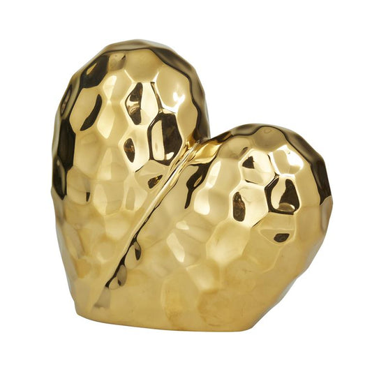 GOLD PORCELAIN HEART SCULPTURE