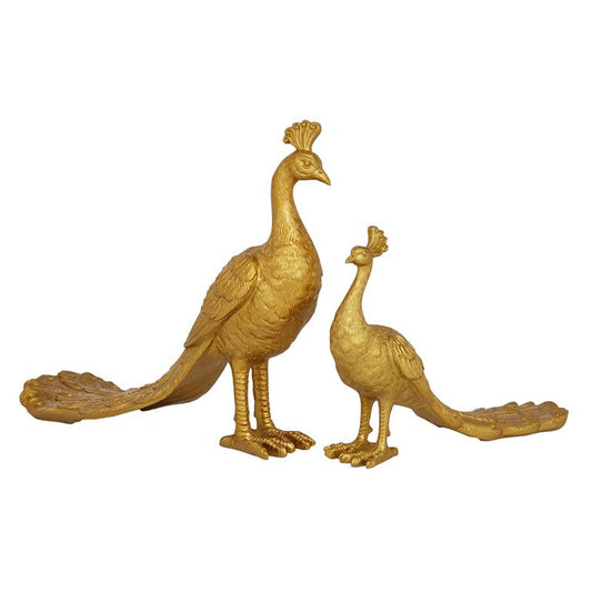 GOLD RESIN PEACOCK SCULPTURE