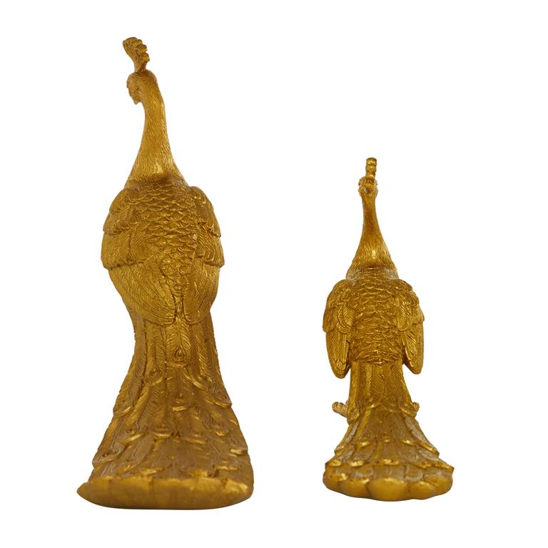 GOLD RESIN PEACOCK SCULPTURE