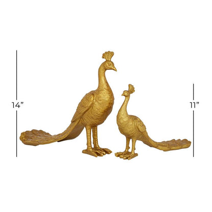 GOLD RESIN PEACOCK SCULPTURE