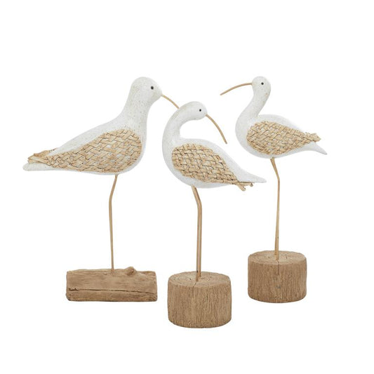 WHITE POLYSTONE BIRD SCULPTURE