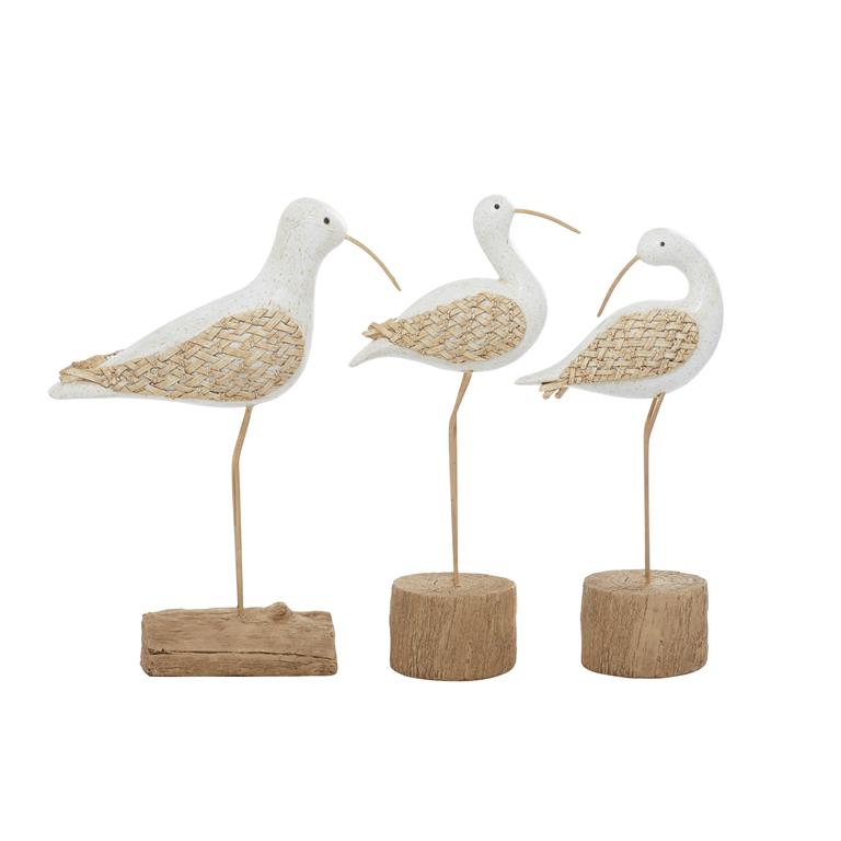 WHITE POLYSTONE BIRD SCULPTURE
