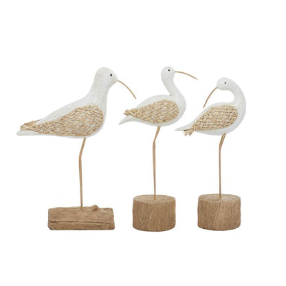 WHITE POLYSTONE BIRD SCULPTURE