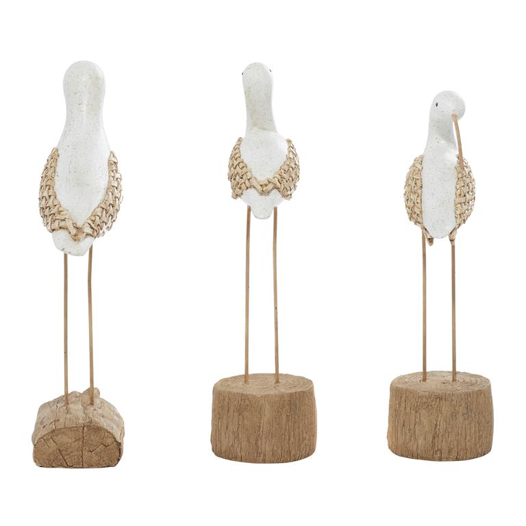WHITE POLYSTONE BIRD SCULPTURE