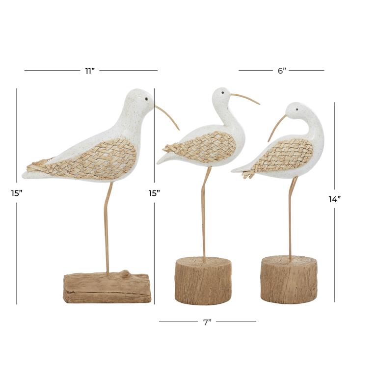 WHITE POLYSTONE BIRD SCULPTURE