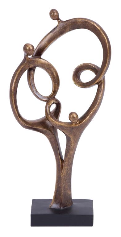 BROWN POLYSTONE FAMILY SCULPTURE