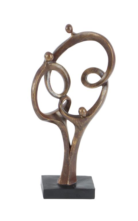 BROWN POLYSTONE FAMILY SCULPTURE