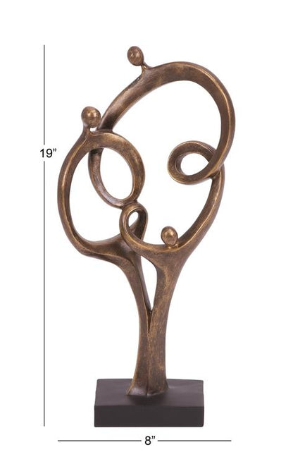 BROWN POLYSTONE FAMILY SCULPTURE