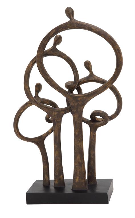 BROWN POLYSTONE TRADITIONAL PEOPLE SCULPTURE