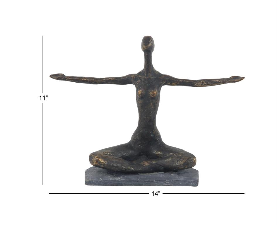 BRASS POLYSTONE YOGA SCULPTURE