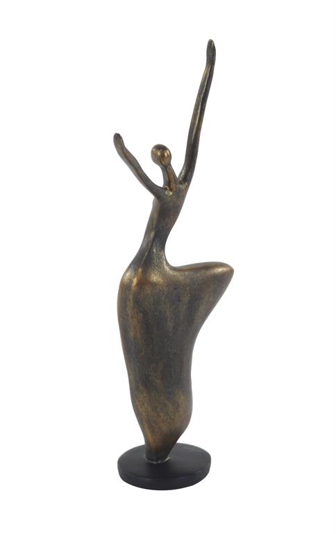 BRASS POLYSTONE DANCER SCULPTURE