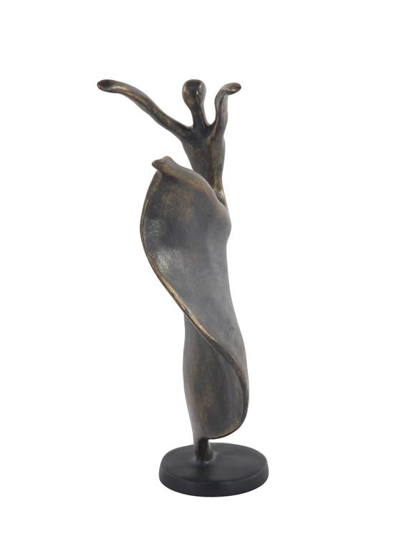 BRASS POLYSTONE DANCER SCULPTURE