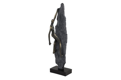 BRONZE POLYSTONE PEOPLE CLIMBING SCULPTURE