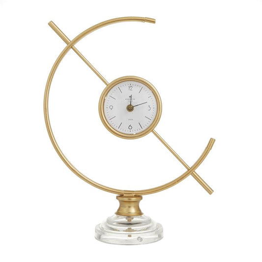 GOLD METAL CLOCK WITH ACRYLIC BASE