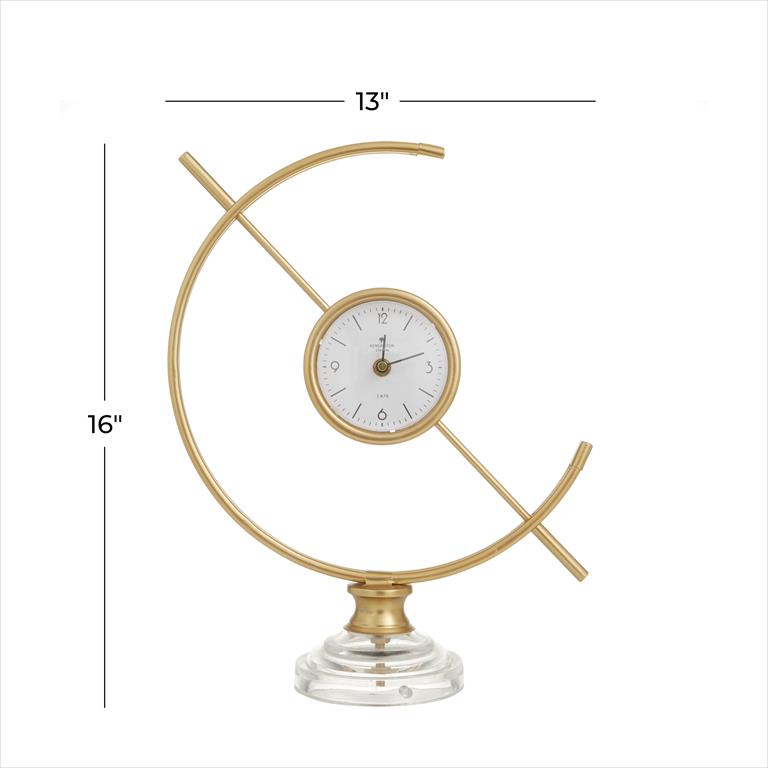 GOLD METAL CLOCK WITH ACRYLIC BASE