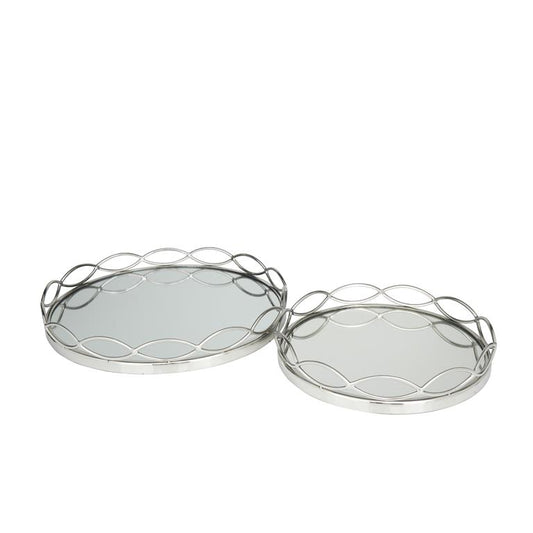 SILVER STAINLESS STEEL MIRRORED TRAY