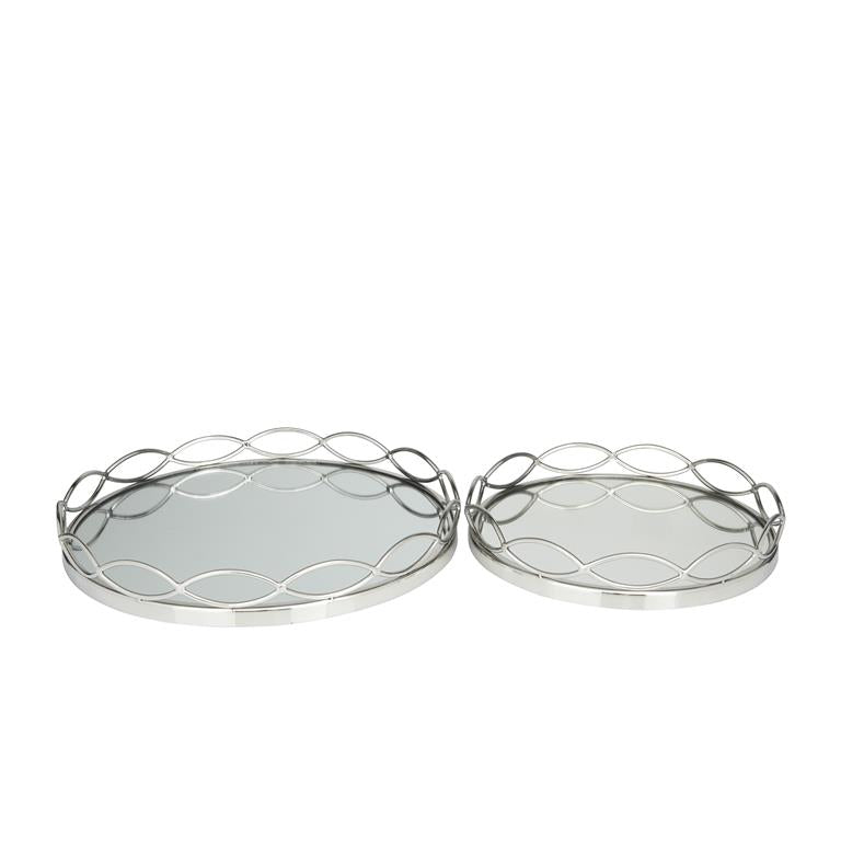 SILVER STAINLESS STEEL MIRRORED TRAY
