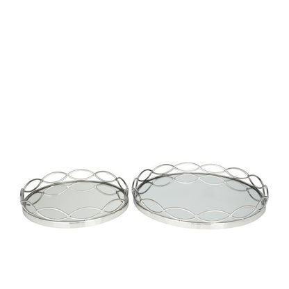 SILVER STAINLESS STEEL MIRRORED TRAY