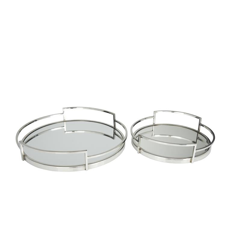 SILVER STAINLESS STEEL MIRRORED TRAY