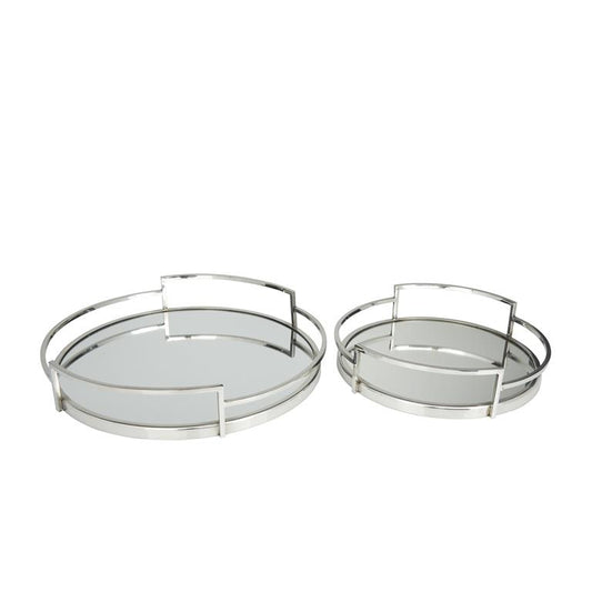 SILVER STAINLESS STEEL MIRRORED TRAY