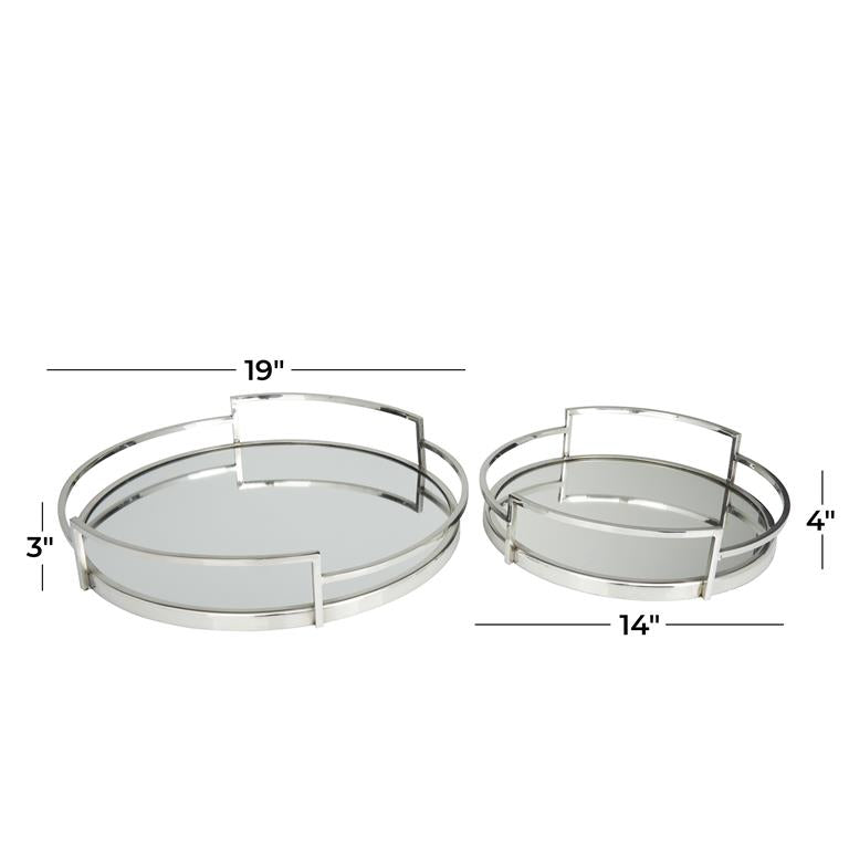 SILVER STAINLESS STEEL MIRRORED TRAY