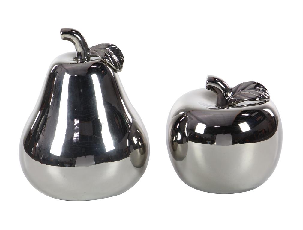 SILVER CERAMIC FRUIT DECORATIVE SCULPTURE
