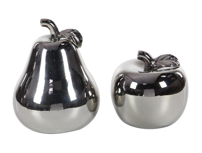 SILVER CERAMIC FRUIT DECORATIVE SCULPTURE