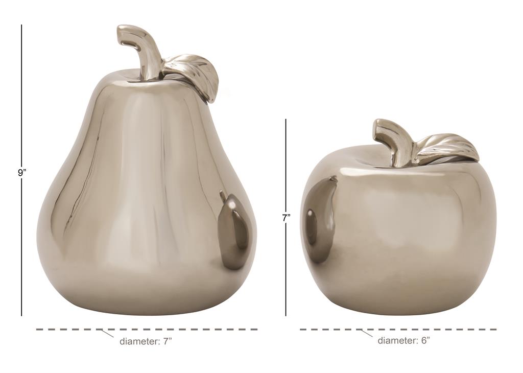 SILVER CERAMIC FRUIT DECORATIVE SCULPTURE