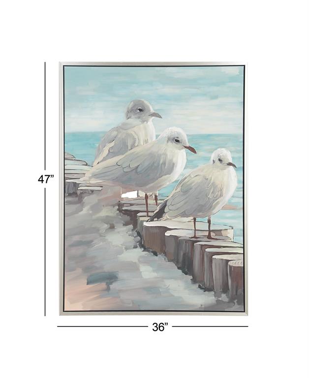 WHITE CANVAS BIRD FRAMED WALL ART WITH GOLD FRAME