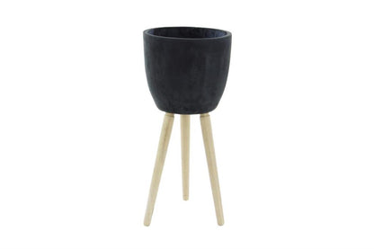 BLACK FIBER CLAY CONTEMPORARY PLANTER