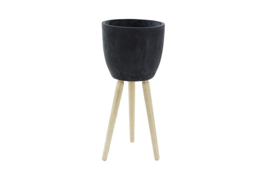 BLACK FIBER CLAY CONTEMPORARY PLANTER