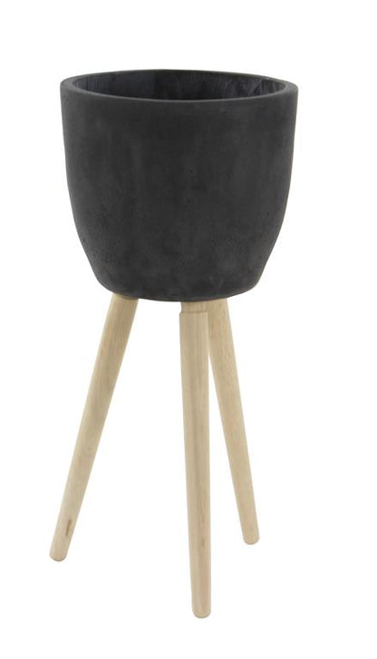 BLACK FIBER CLAY CONTEMPORARY PLANTER