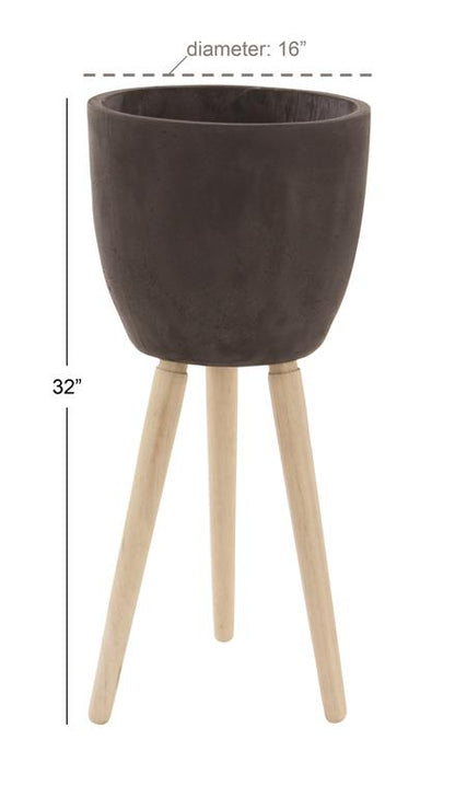 BLACK FIBER CLAY CONTEMPORARY PLANTER