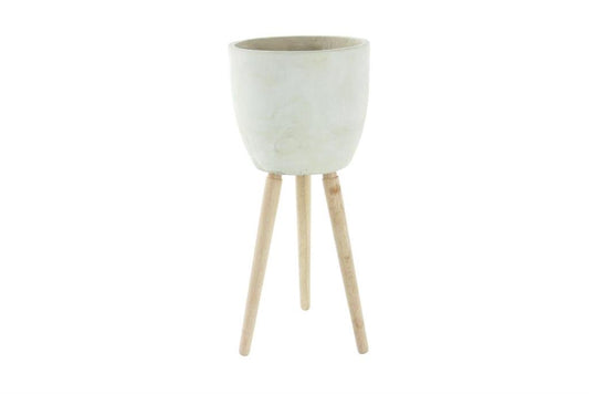 WHITE FIBER CLAY CONTEMPORARY PLANTER