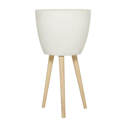 WHITE FIBER CLAY CONTEMPORARY PLANTER