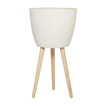 WHITE FIBER CLAY CONTEMPORARY PLANTER