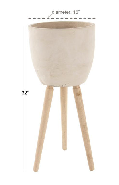 WHITE FIBER CLAY CONTEMPORARY PLANTER
