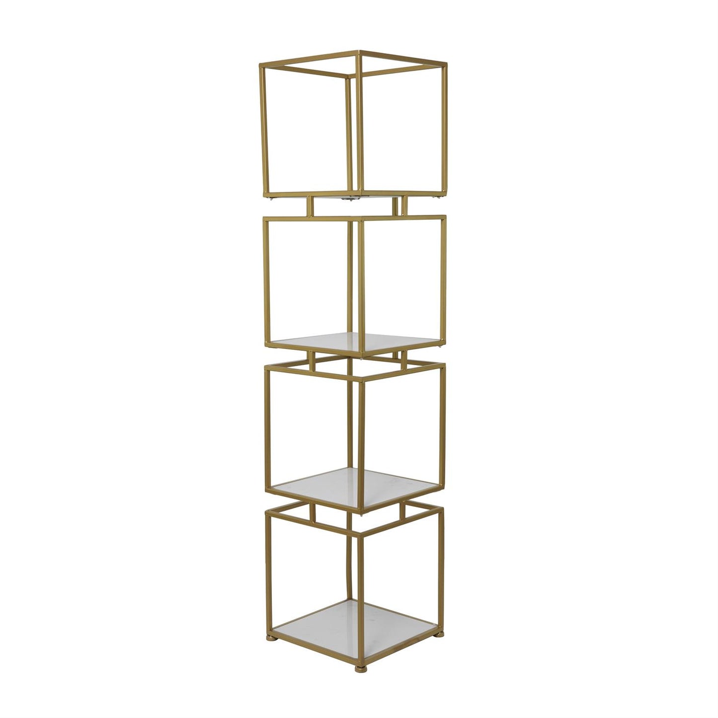 GOLD MARBLE CUBE SHELVING UNIT WITH 4 MARBLE SHELVES