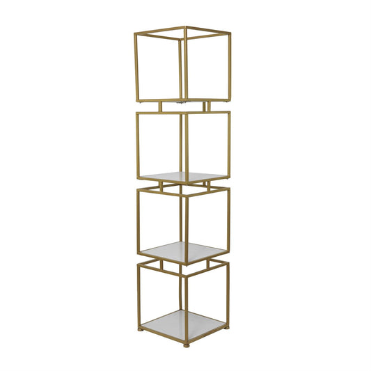 GOLD MARBLE CUBE SHELVING UNIT WITH 4 MARBLE SHELVES